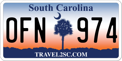 SC license plate OFN974