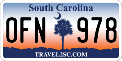 SC license plate OFN978