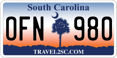 SC license plate OFN980