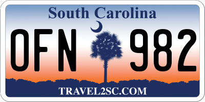 SC license plate OFN982