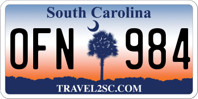 SC license plate OFN984