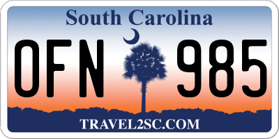 SC license plate OFN985