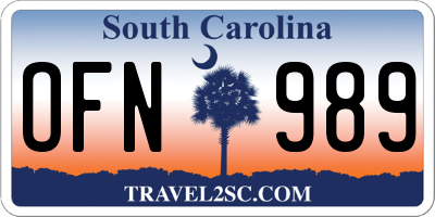 SC license plate OFN989