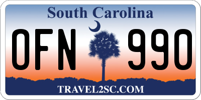 SC license plate OFN990