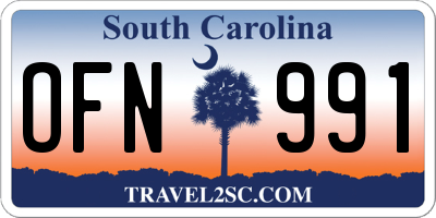 SC license plate OFN991