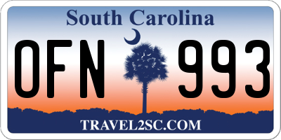 SC license plate OFN993