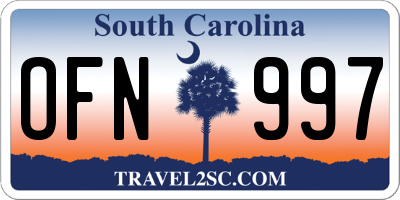 SC license plate OFN997