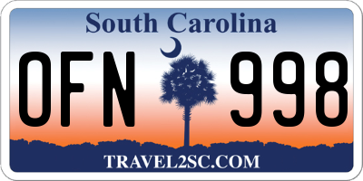 SC license plate OFN998