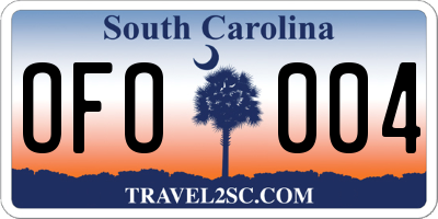 SC license plate OFO004
