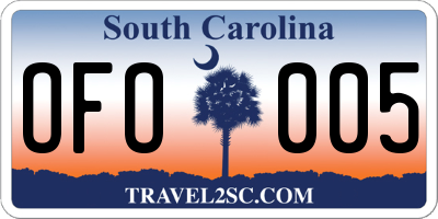 SC license plate OFO005
