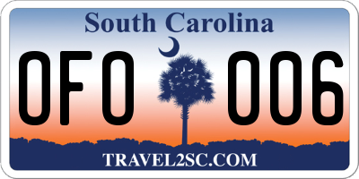 SC license plate OFO006