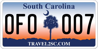 SC license plate OFO007