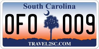 SC license plate OFO009