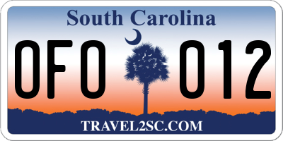 SC license plate OFO012