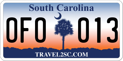 SC license plate OFO013