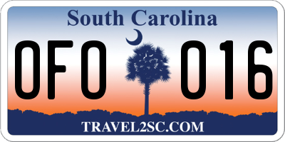 SC license plate OFO016