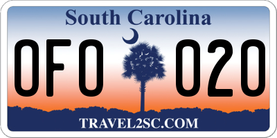 SC license plate OFO020