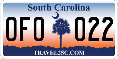SC license plate OFO022