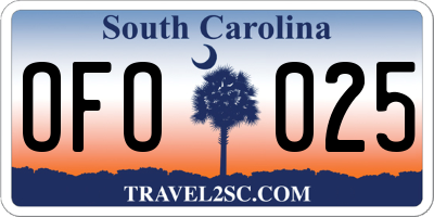 SC license plate OFO025