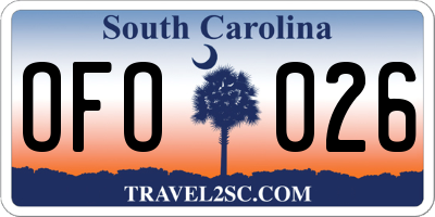SC license plate OFO026