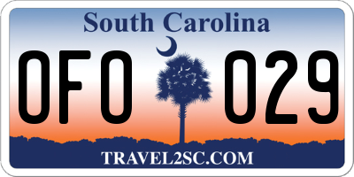 SC license plate OFO029