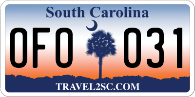 SC license plate OFO031