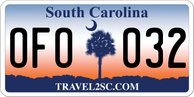 SC license plate OFO032