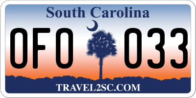 SC license plate OFO033