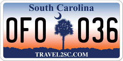 SC license plate OFO036