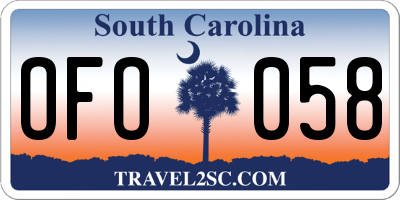 SC license plate OFO058