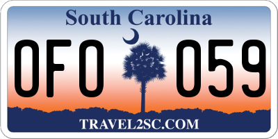 SC license plate OFO059