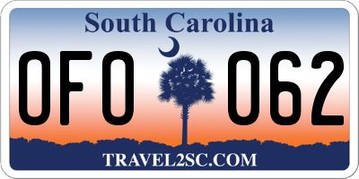 SC license plate OFO062