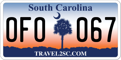 SC license plate OFO067