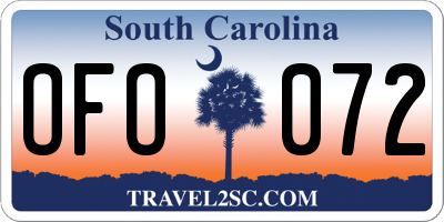 SC license plate OFO072