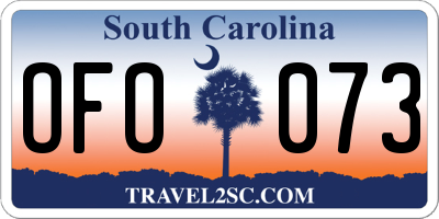 SC license plate OFO073