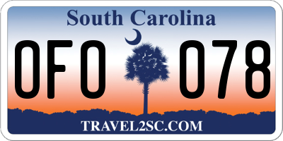SC license plate OFO078