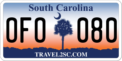 SC license plate OFO080