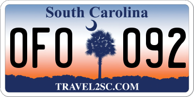 SC license plate OFO092