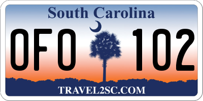 SC license plate OFO102