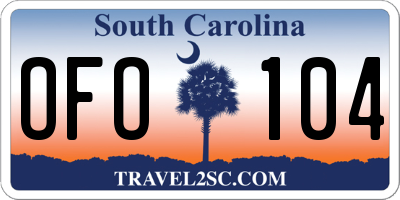 SC license plate OFO104