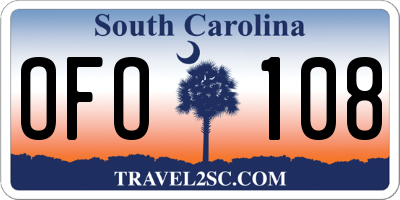 SC license plate OFO108