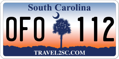 SC license plate OFO112