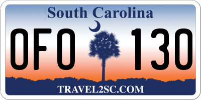 SC license plate OFO130