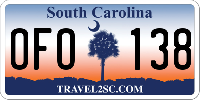 SC license plate OFO138