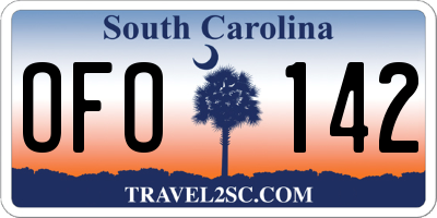 SC license plate OFO142