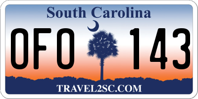 SC license plate OFO143