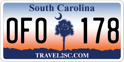 SC license plate OFO178