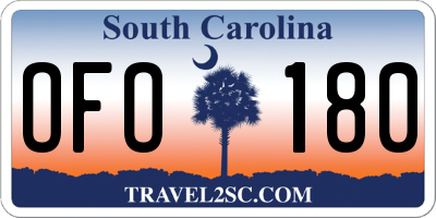 SC license plate OFO180