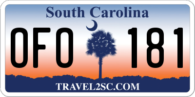 SC license plate OFO181