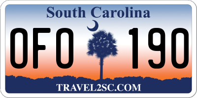 SC license plate OFO190